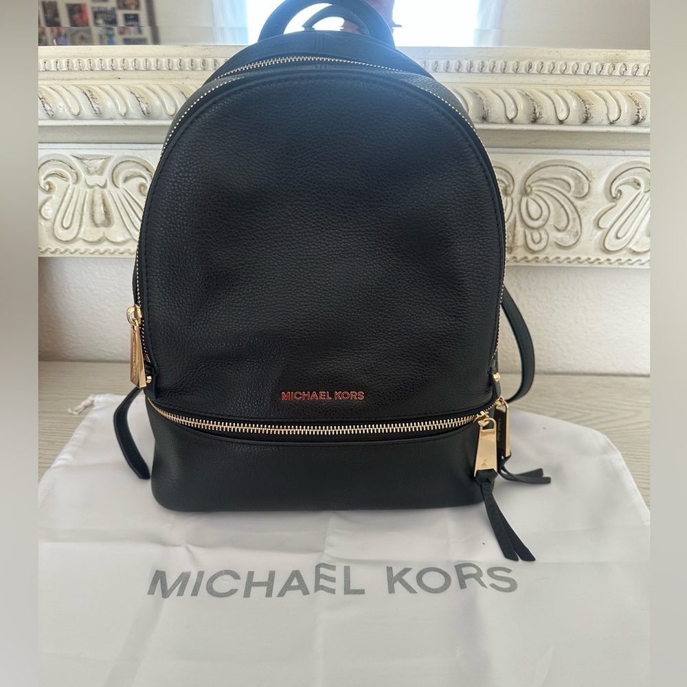 Michael Kors Black Backpack with Gold Accents